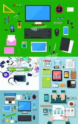 卡通辦公設備矢量素材合集 輕松提升創意效率，盡在非凡圖庫